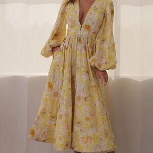 JARDINVUE Yellow Floral Garden Midaxi Dress Size 6